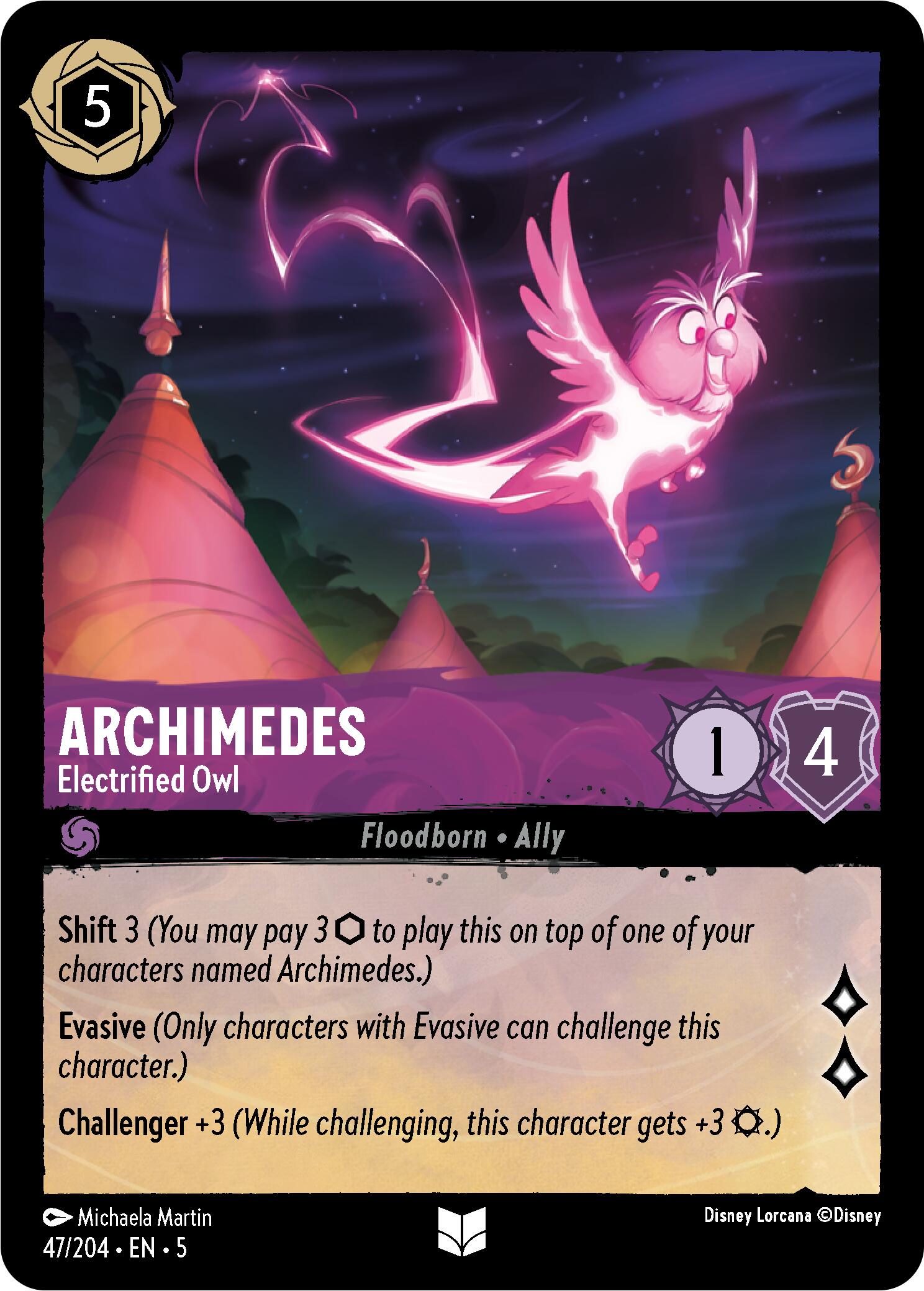 Archimedes - Electrified Owl (47/204) [Shimmering Skies] Lorcana Single Disney    | Red Claw Gaming