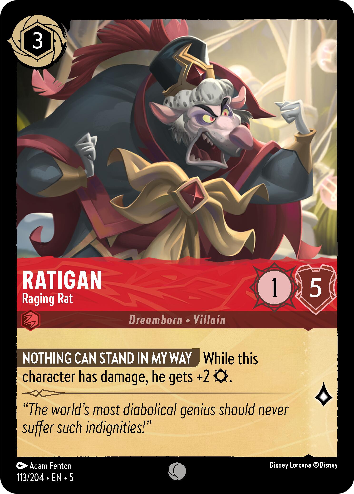 Ratigan - Raging Rat (113/204) [Shimmering Skies] Lorcana Single Disney    | Red Claw Gaming