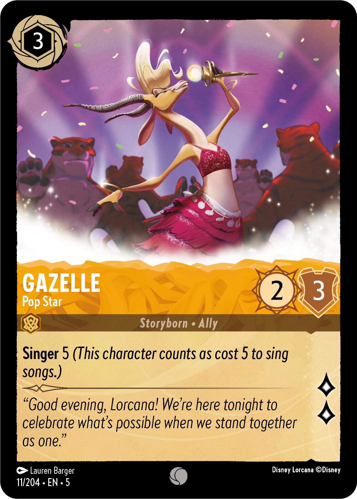Gazelle - Pop Star (11/204) [Shimmering Skies] Lorcana Single Disney    | Red Claw Gaming
