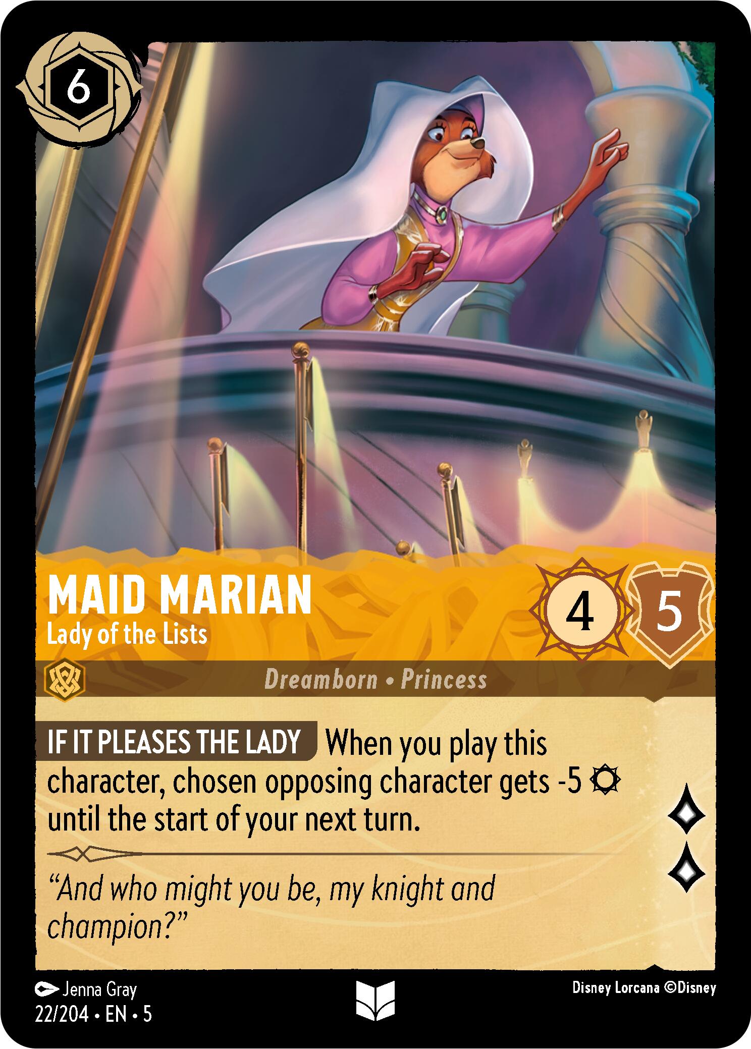 Maid Marian - Lady of the Lists (22/204) [Shimmering Skies] Lorcana Single Disney    | Red Claw Gaming