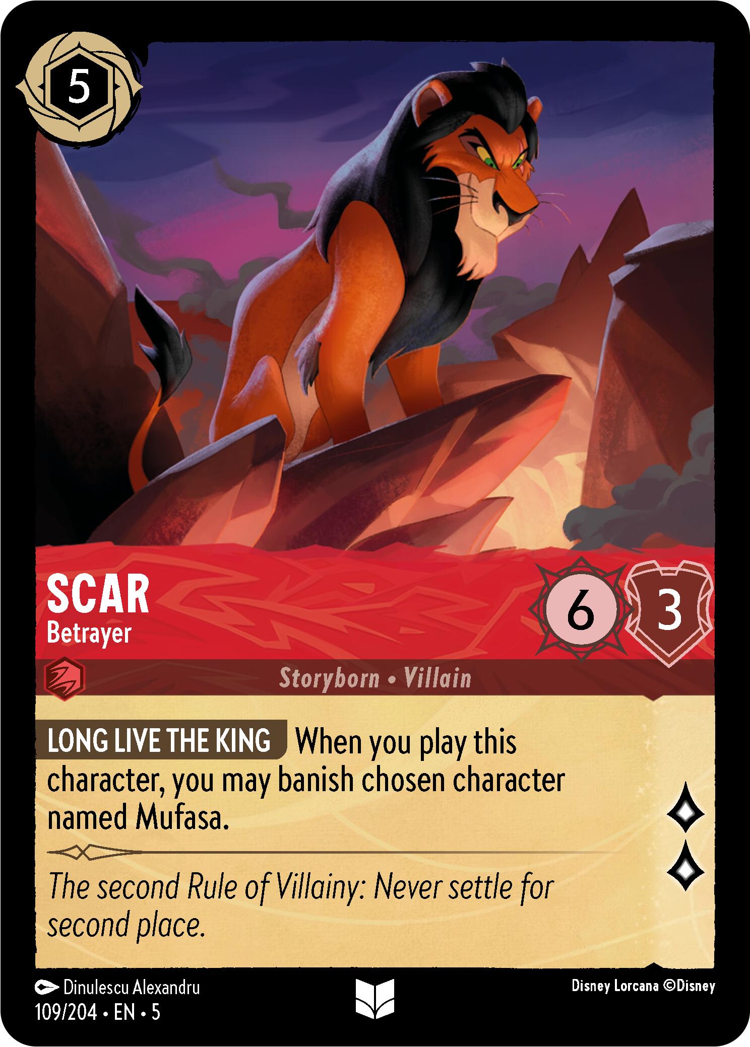Scar - Betrayer (109/204) [Shimmering Skies] Lorcana Single Disney    | Red Claw Gaming