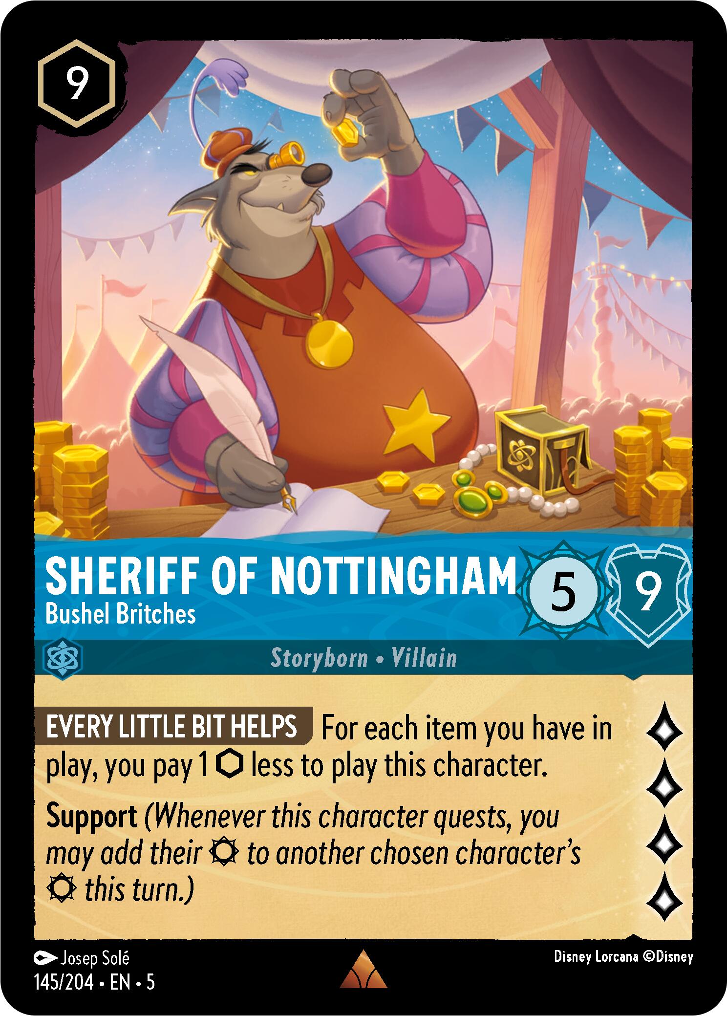 Sheriff of Nottingham - Bushel Britches (145/204) [Shimmering Skies] Lorcana Single Disney    | Red Claw Gaming