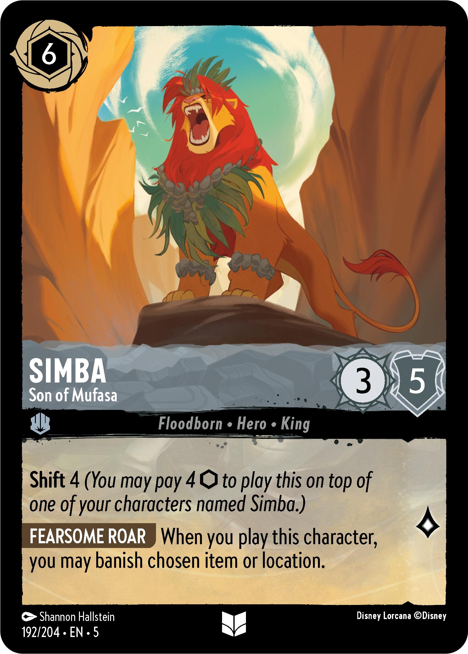 Simba - Son of Mufasa (192/204) [Shimmering Skies] Lorcana Single Disney    | Red Claw Gaming