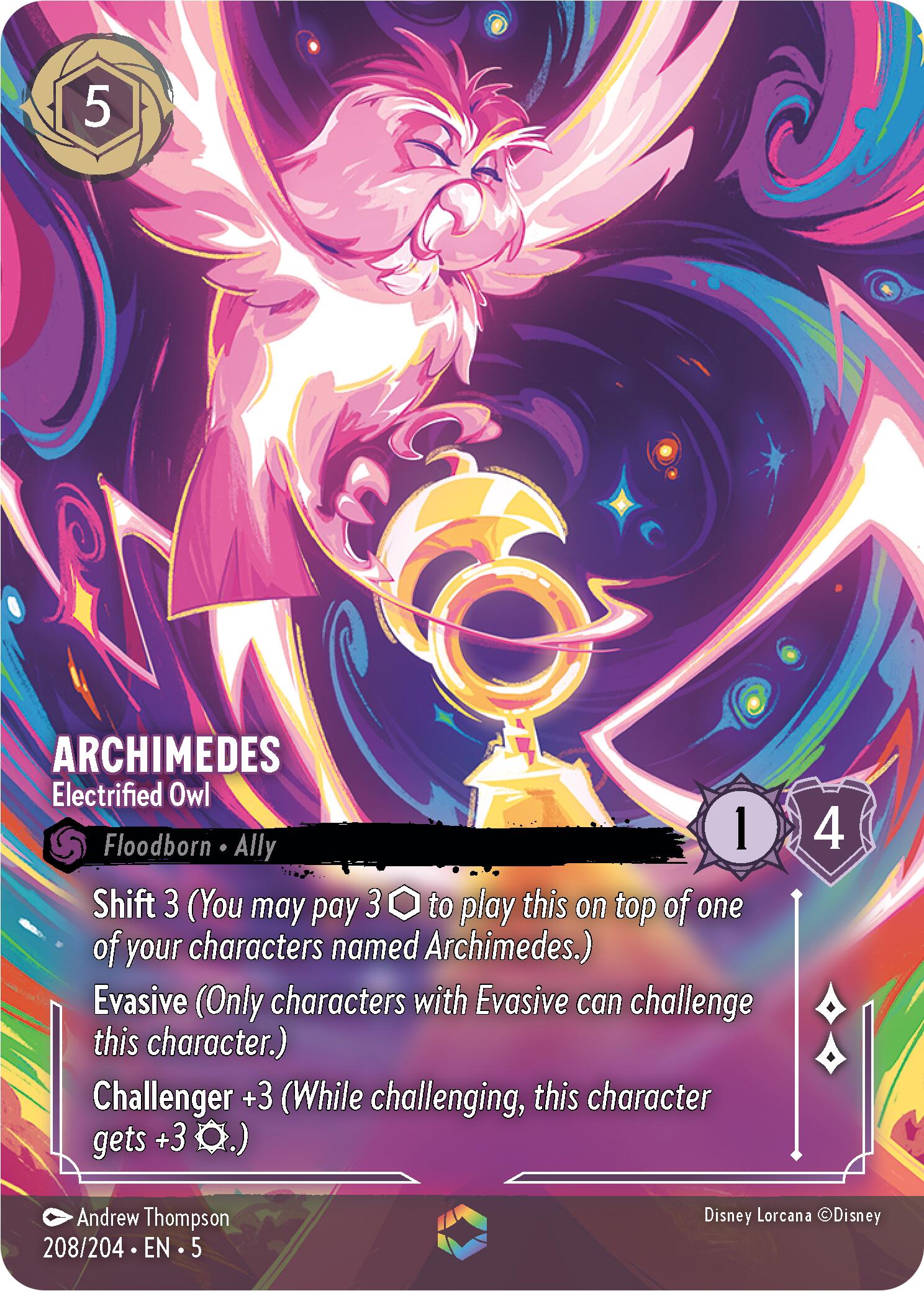 Archimedes - Electrified Owl (Enchanted) (208/204) [Shimmering Skies] Lorcana Single Disney    | Red Claw Gaming
