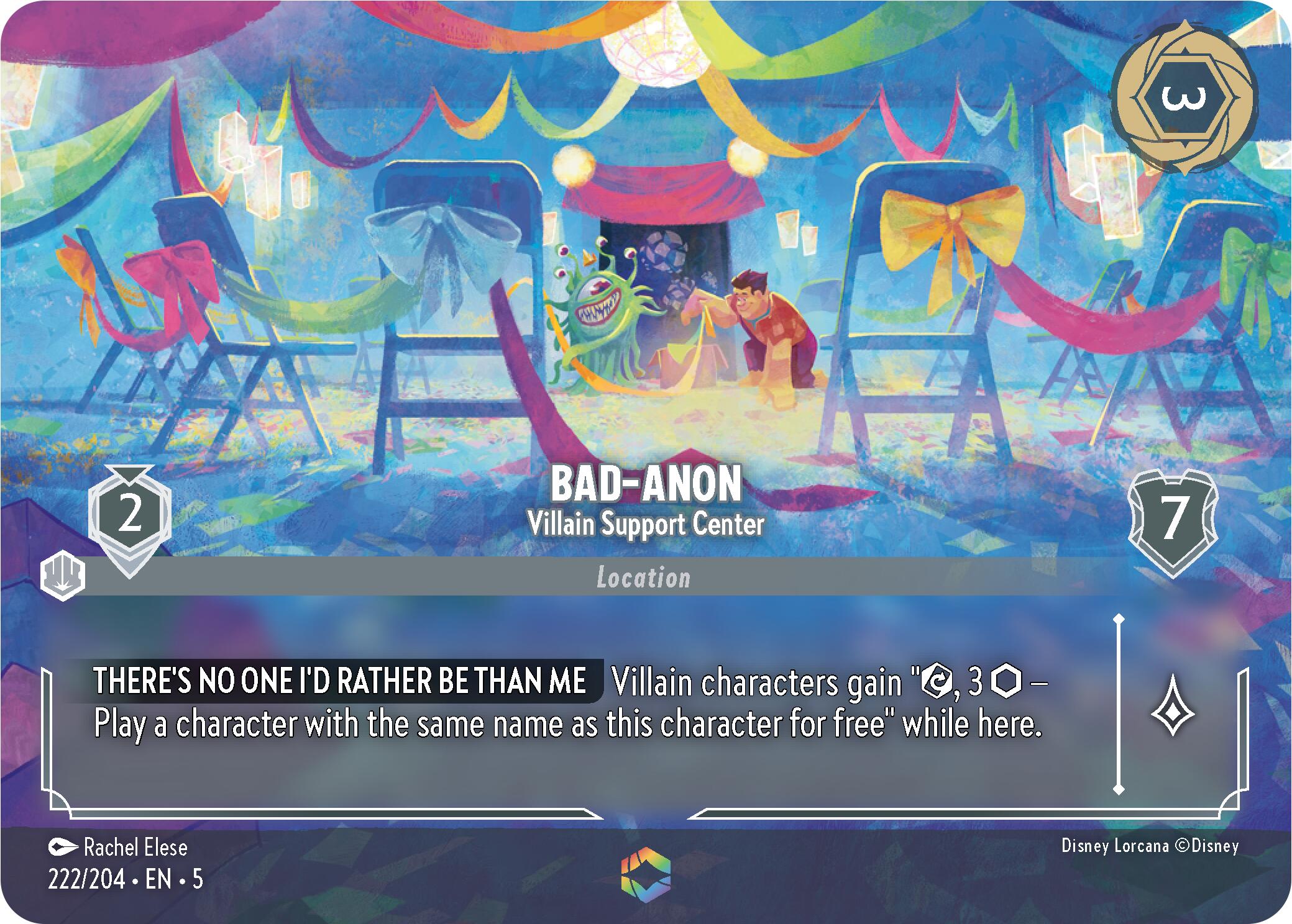 Bad-Anon - Villain Support Center (Enchanted) (222/204) [Shimmering Skies] Lorcana Single Disney    | Red Claw Gaming