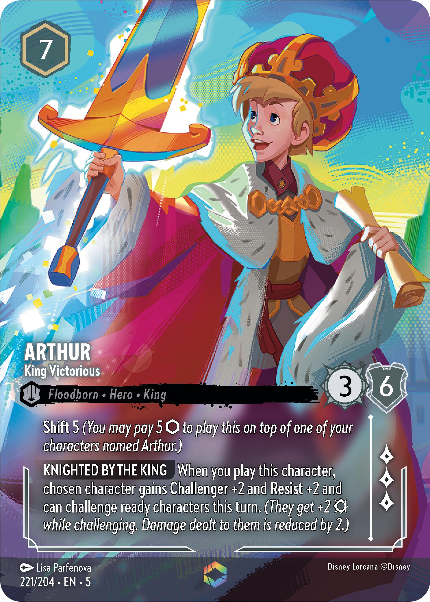 Arthur - King Victorious (Enchanted) (221/204) [Shimmering Skies] Lorcana Single Disney    | Red Claw Gaming