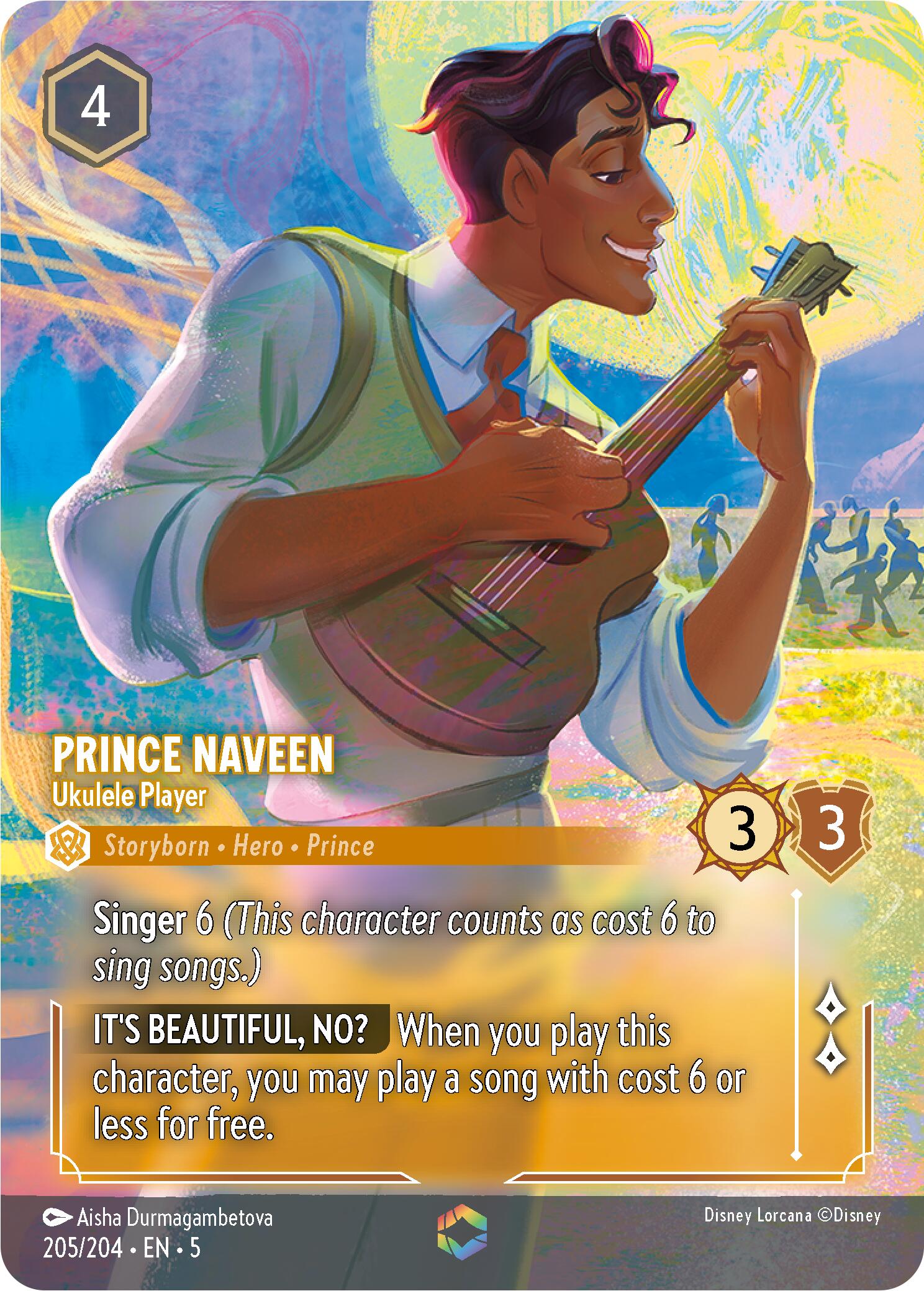 Prince Naveen - Ukulele Player (Enchanted) (205/204) [Shimmering Skies] Lorcana Single Disney    | Red Claw Gaming