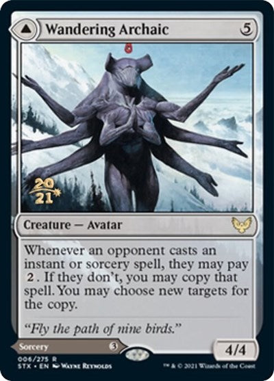 Wandering Archaic // Explore the Vastlands [Strixhaven: School of Mages Prerelease Promos] MTG Single Magic: The Gathering | Red Claw Gaming