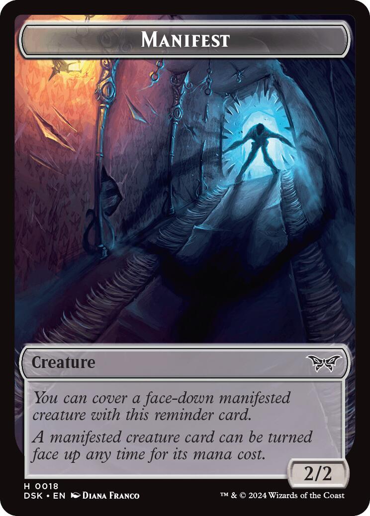 Beast // Manifest Double-Sided Token [Duskmourn: House of Horror Tokens] MTG Single Magic: The Gathering | Red Claw Gaming
