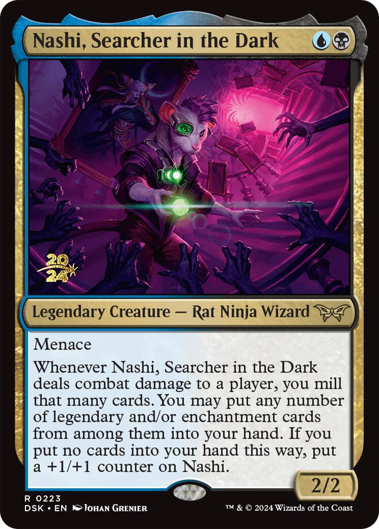 Nashi, Searcher in the Dark [Duskmourn: House of Horror Prerelease Promos] MTG Single Magic: The Gathering    | Red Claw Gaming