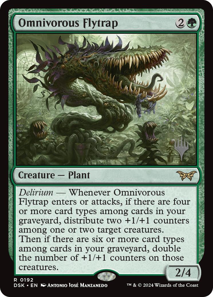 Omnivorous Flytrap (Promo Pack) [Duskmourn: House of Horror Promos] MTG Single Magic: The Gathering | Red Claw Gaming