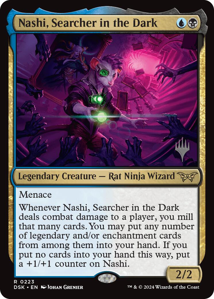 Nashi, Searcher in the Dark (Promo Pack) [Duskmourn: House of Horror Promos] MTG Single Magic: The Gathering | Red Claw Gaming