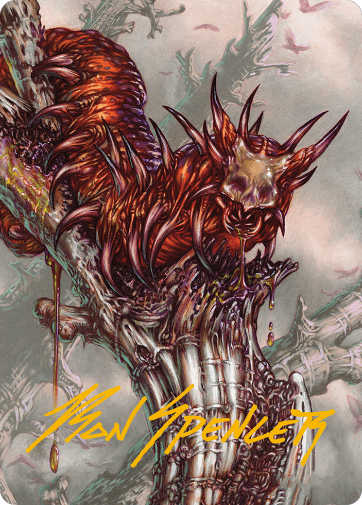 Grist, Voracious Larva Art Card (Gold-Stamped Signature) [Modern Horizons 3 Art Series] MTG Single Magic: The Gathering    | Red Claw Gaming