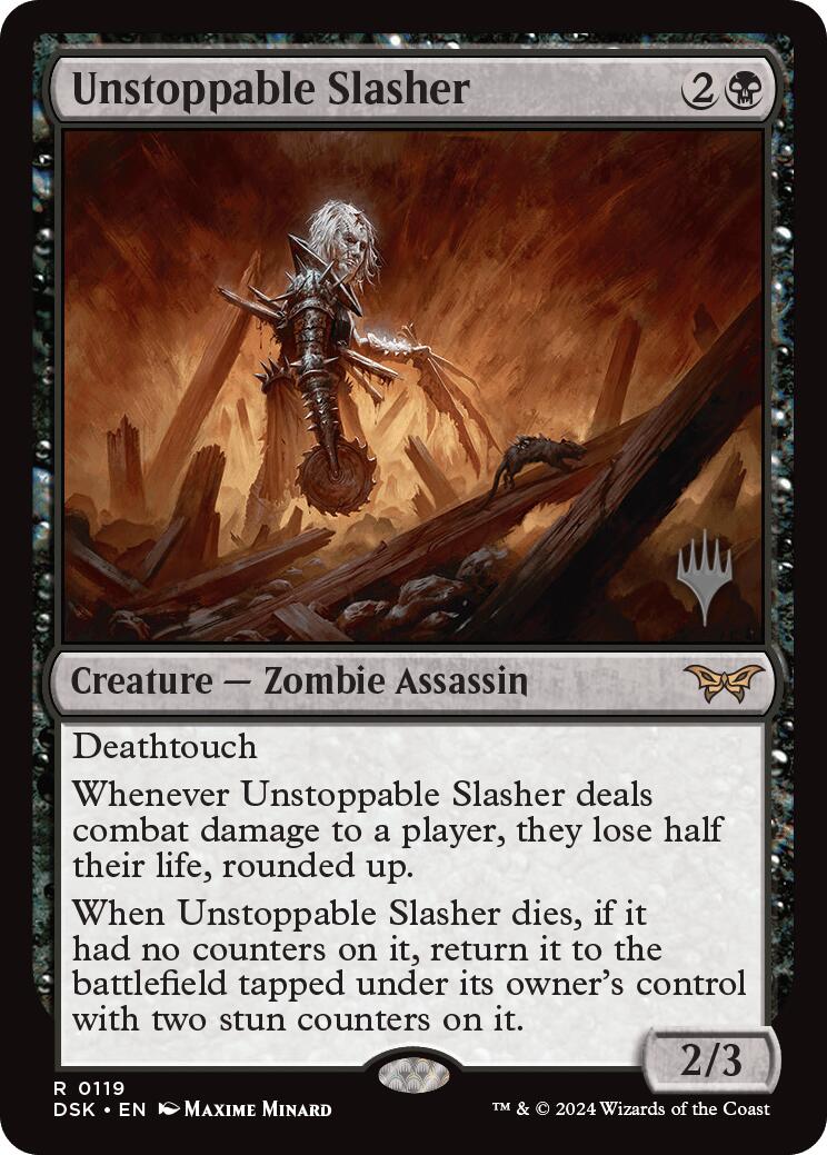 Unstoppable Slasher (0119) (Promo Pack) [Duskmourn: House of Horror Promos] MTG Single Magic: The Gathering | Red Claw Gaming