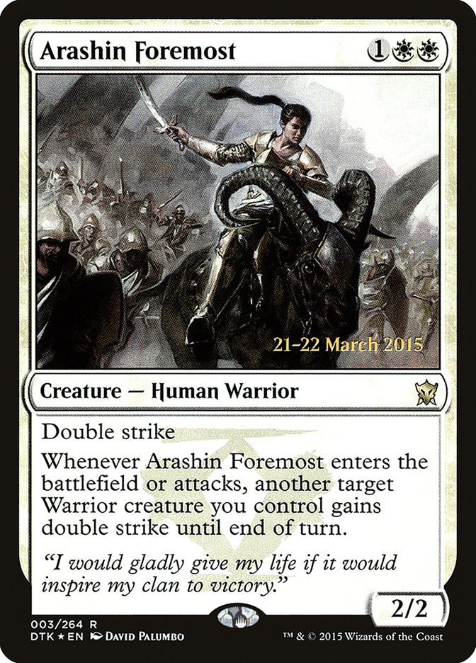 Arashin Foremost [Dragons of Tarkir Prerelease Promos] MTG Single Magic: The Gathering | Red Claw Gaming