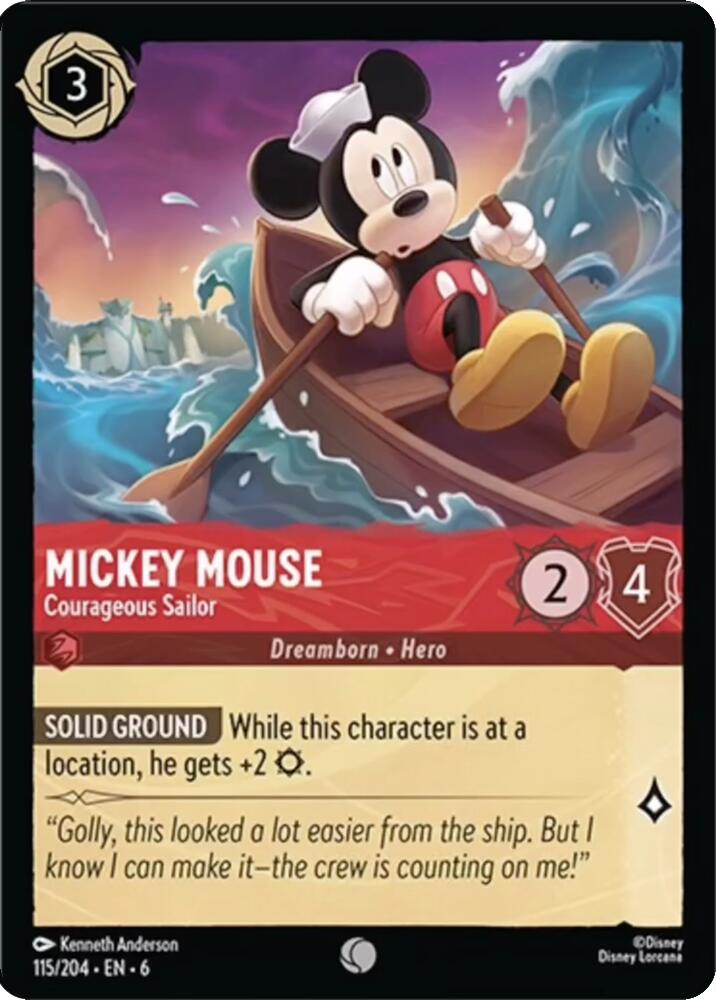Mickey Mouse - Courageous Sailor (115/204) [Azurite Sea] Lorcana Single Disney | Red Claw Gaming