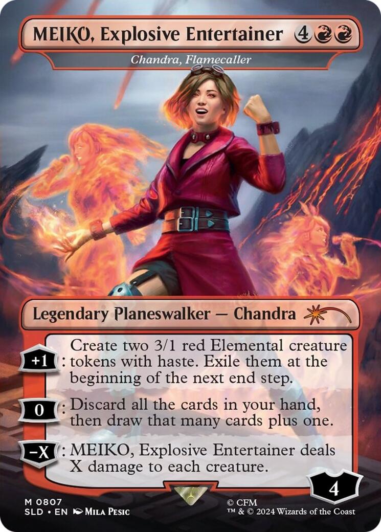 MEIKO, Explosive Entertainer - Chandra, Flamecaller [Secret Lair Drop Series] MTG Single Magic: The Gathering | Red Claw Gaming
