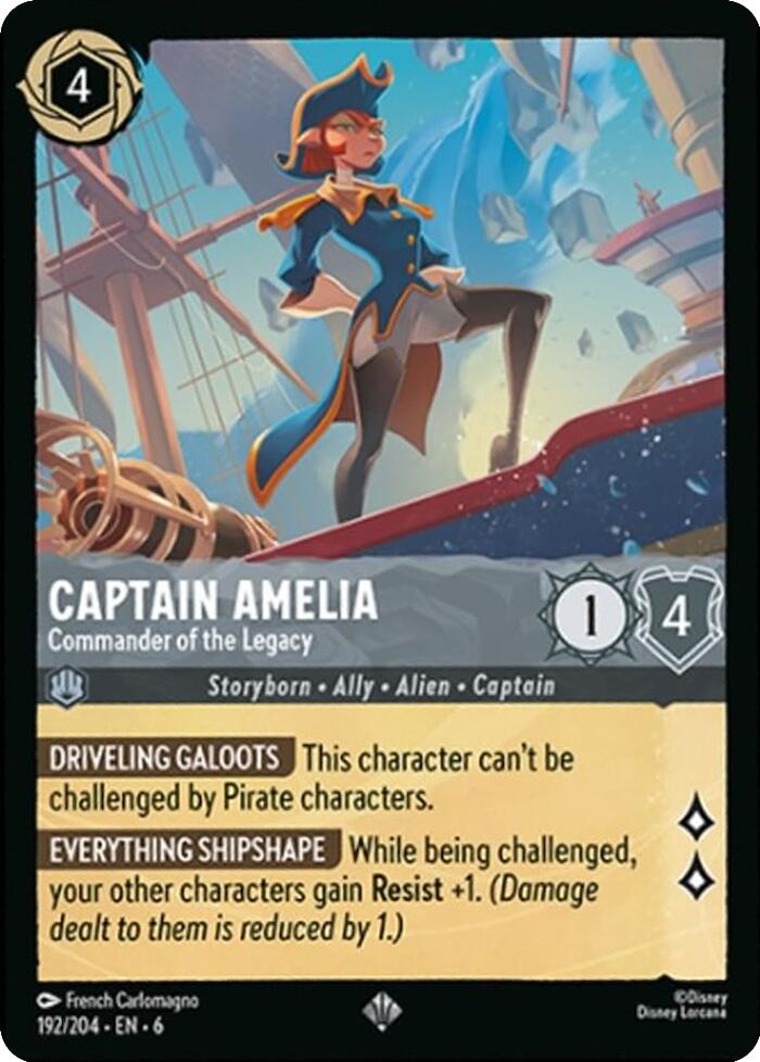 Captain Amelia - Commander of the Legacy (192/204) [Azurite Sea] Lorcana Single Disney | Red Claw Gaming