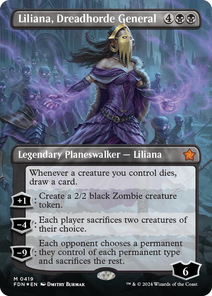 Liliana, Dreadhorde General (Borderless) (Mana Foil) [Foundations] MTG Single Magic: The Gathering | Red Claw Gaming