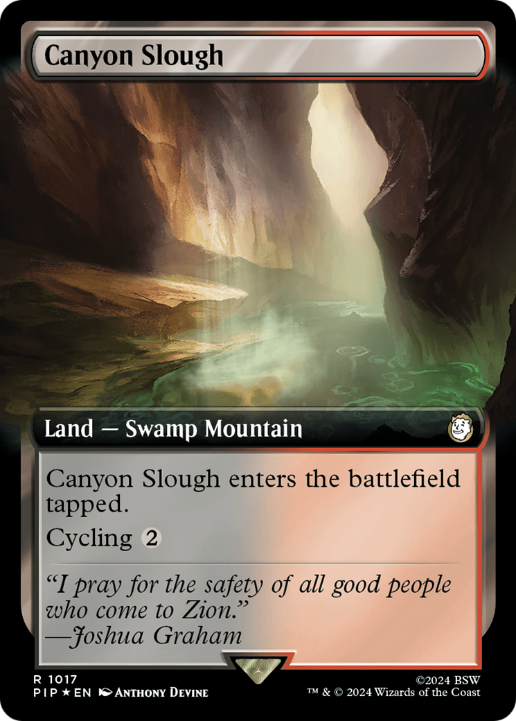Canyon Slough (Extended Art) (Surge Foil) [Fallout] MTG Single Magic: The Gathering | Red Claw Gaming