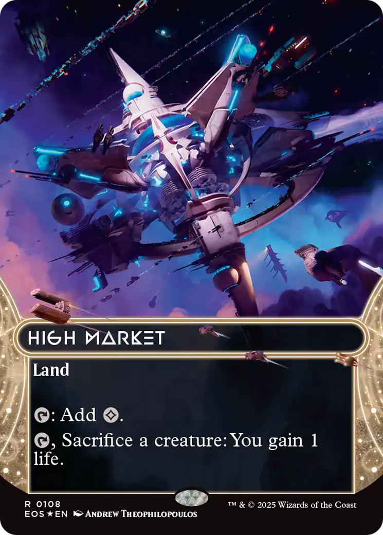 High Market (0108) (Borderless) (Galaxy Foil) [Edge of Eternities: Stellar Sights] MTG Single Magic: The Gathering | Red Claw Gaming