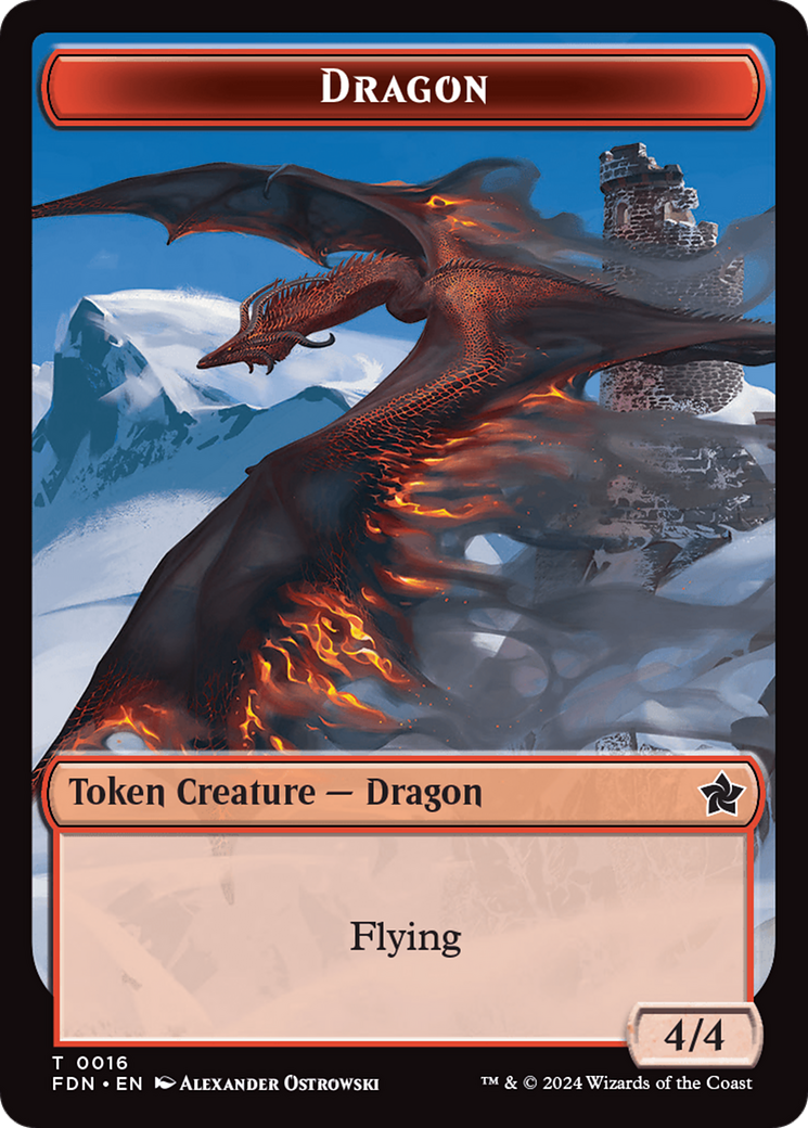 Dragon (0016) // Dragon (0017) Doubled-Sided Token [Foundations Tokens] MTG Single Magic: The Gathering | Red Claw Gaming