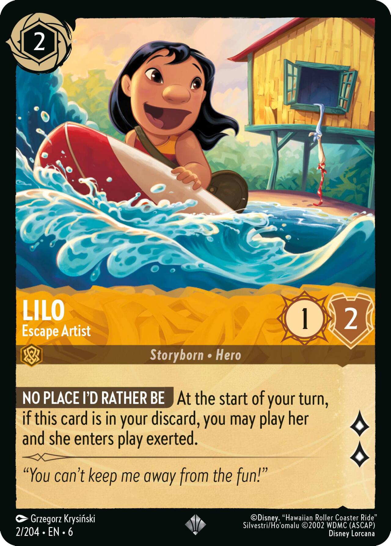 Lilo - Escape Artist (2/204) [Azurite Sea] Lorcana Single Disney | Red Claw Gaming