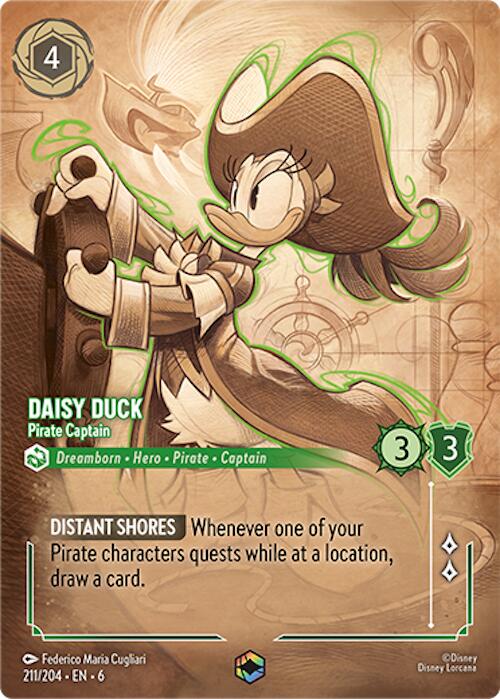 Daisy Duck - Pirate Captain (Enchanted) (211/204) [Azurite Sea] Lorcana Single Disney | Red Claw Gaming