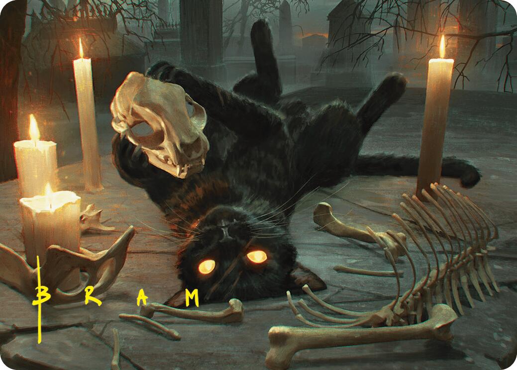 Nine-Lives Familiar Art Card (8/54) (Gold-Stamped Signature) [Foundations Art Series] MTG Single Magic: The Gathering | Red Claw Gaming