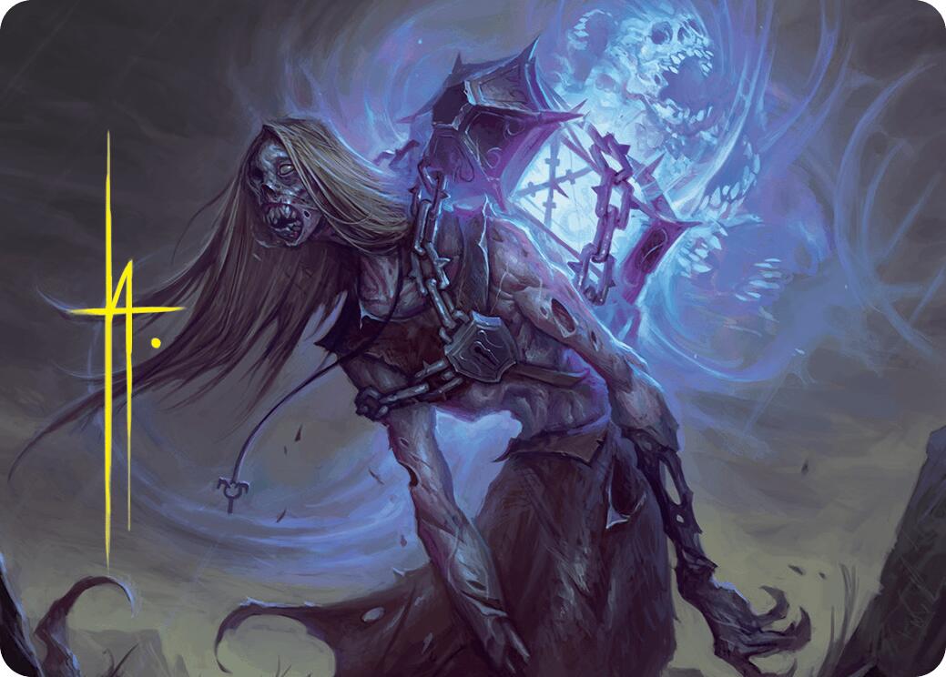 Soul-Shackled Zombie Art Card (9/54) (Gold-Stamped Signature) [Foundations Art Series] MTG Single Magic: The Gathering | Red Claw Gaming