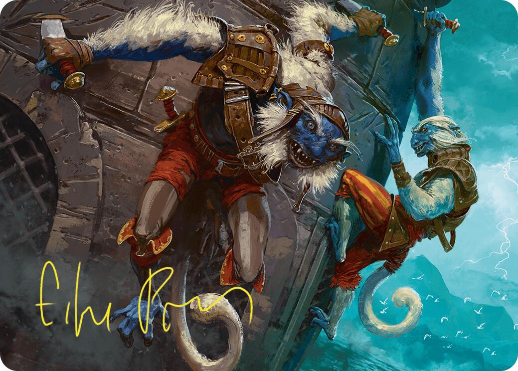 Goblin Boarders Art Card (11/54) (Gold-Stamped Signature) [Foundations Art Series] MTG Single Magic: The Gathering | Red Claw Gaming