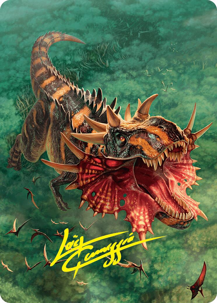 Gigantosaurus Art Card (53/54) (Gold-Stamped Signature) [Foundations Art Series] MTG Single Magic: The Gathering | Red Claw Gaming