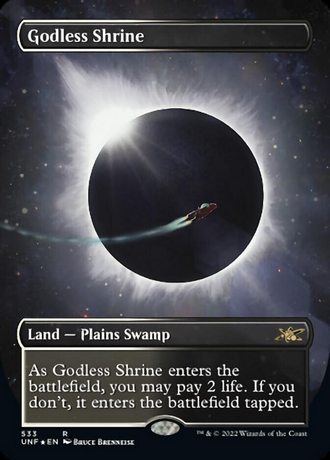Godless Shrine (Borderless) (Galaxy Foil) [Unfinity] MTG Single Magic: The Gathering    | Red Claw Gaming