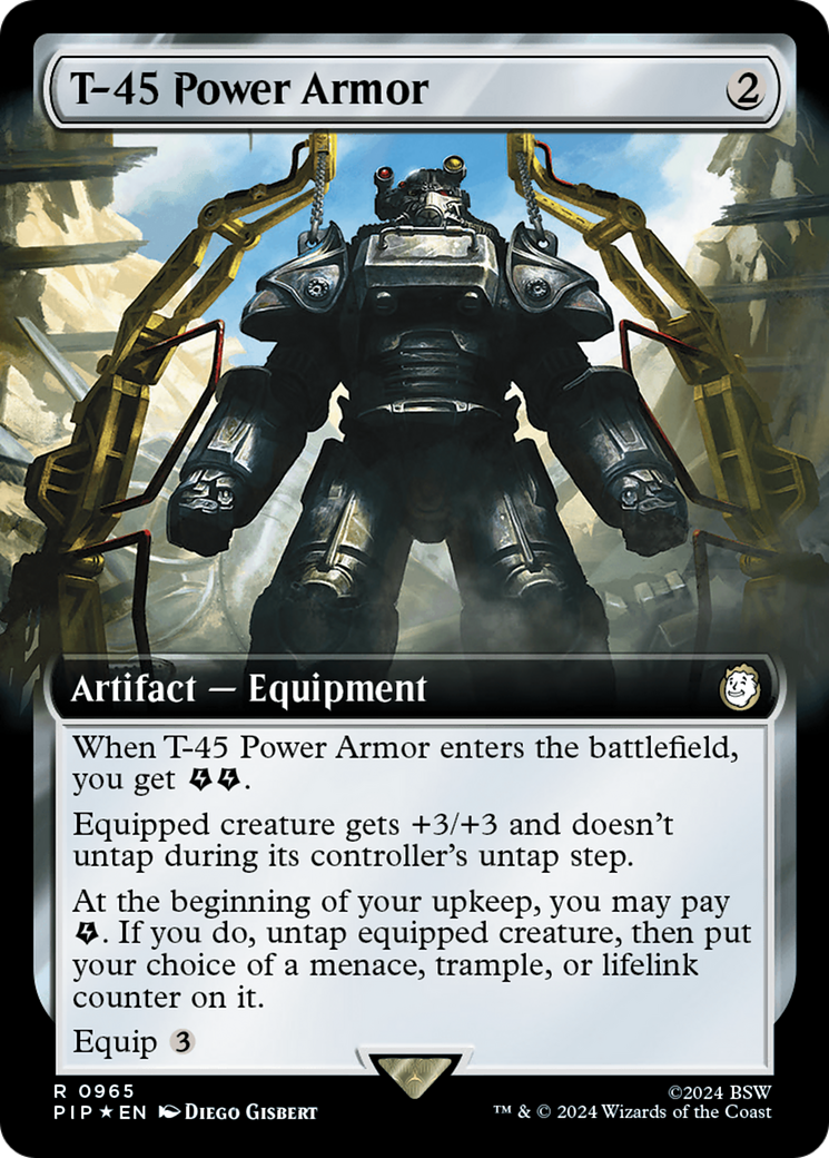 T-45 Power Armor (Extended Art) (Surge Foil) [Fallout] MTG Single Magic: The Gathering | Red Claw Gaming