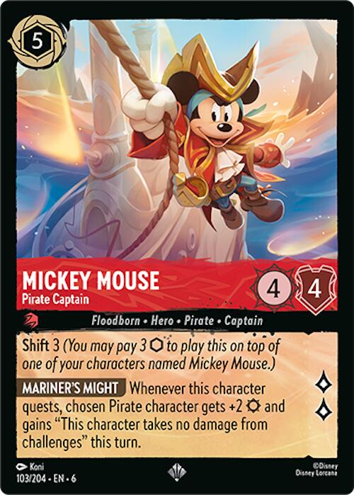 Mickey Mouse - Pirate Captain (103/204) [Azurite Sea] Lorcana Single Disney | Red Claw Gaming