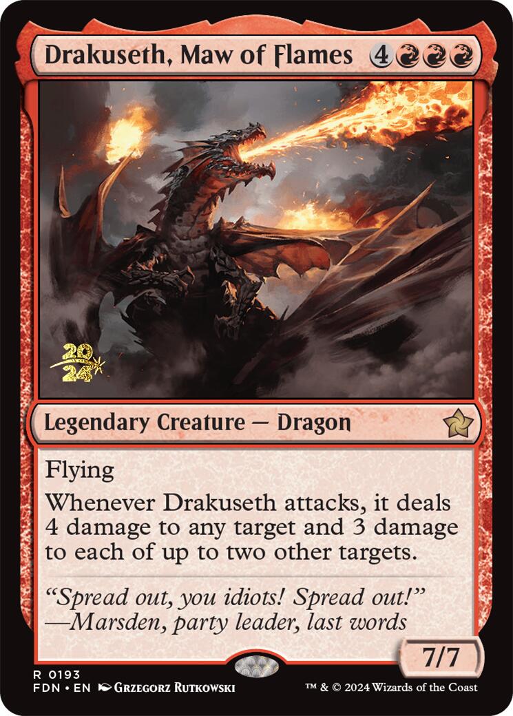 Drakuseth, Maw of Flames [Foundations Prerelease Promos] MTG Single Magic: The Gathering | Red Claw Gaming