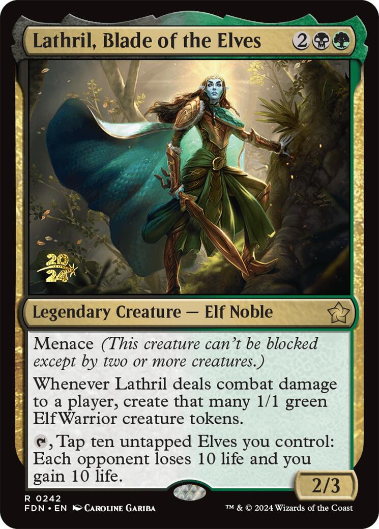 Lathril, Blade of the Elves [Foundations Prerelease Promos] MTG Single Magic: The Gathering | Red Claw Gaming