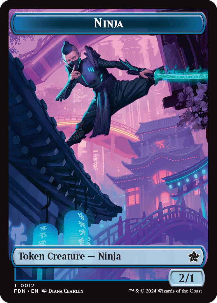 Emblem - Kaito, Cunning Infiltrator // Ninja Doubled-Sided Token [Foundations Tokens] MTG Single Magic: The Gathering | Red Claw Gaming
