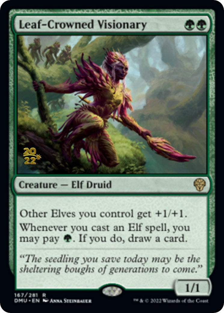 Leaf-Crowned Visionary [Dominaria United Prerelease Promos] MTG Single Magic: The Gathering | Red Claw Gaming