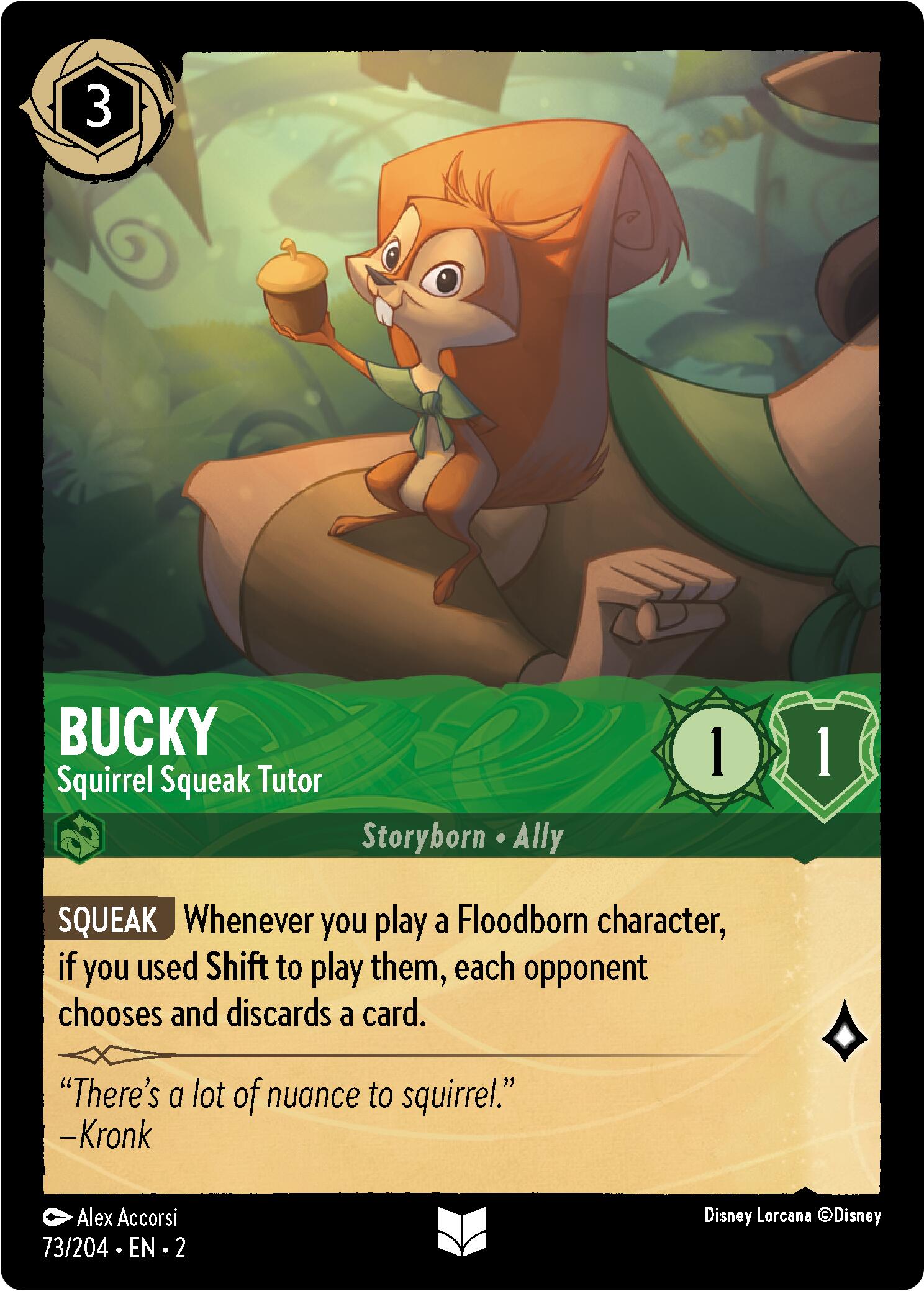 Bucky - Squirrel Squeak Tutor (Errata Version) (73/204) [Rise of the Floodborn] Lorcana Single Disney | Red Claw Gaming