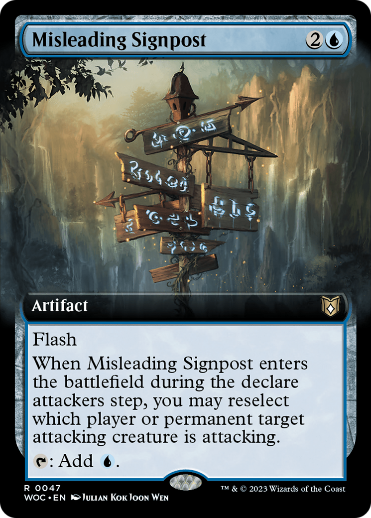 Misleading Signpost (Extended Art) [Wilds of Eldraine Commander] MTG Single Magic: The Gathering | Red Claw Gaming