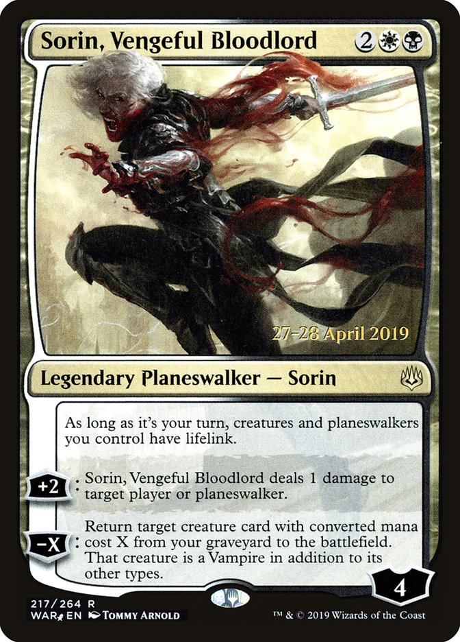 Sorin, Vengeful Bloodlord [War of the Spark Prerelease Promos] MTG Single Magic: The Gathering | Red Claw Gaming