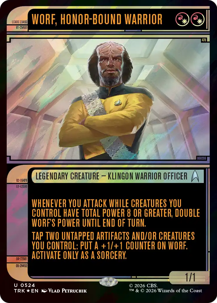 Worf, Honor-Bound Warrior (Showcase) (0524) (Surge Foil) [Star Trek] MTG Single Magic: The Gathering | Red Claw Gaming