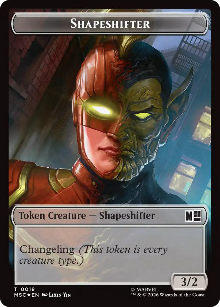 Shapeshifter (018) // Villain (025) Double-Sided Token (Surge Foil) [Marvel Super Heroes Commander Tokens] | Red Claw Gaming