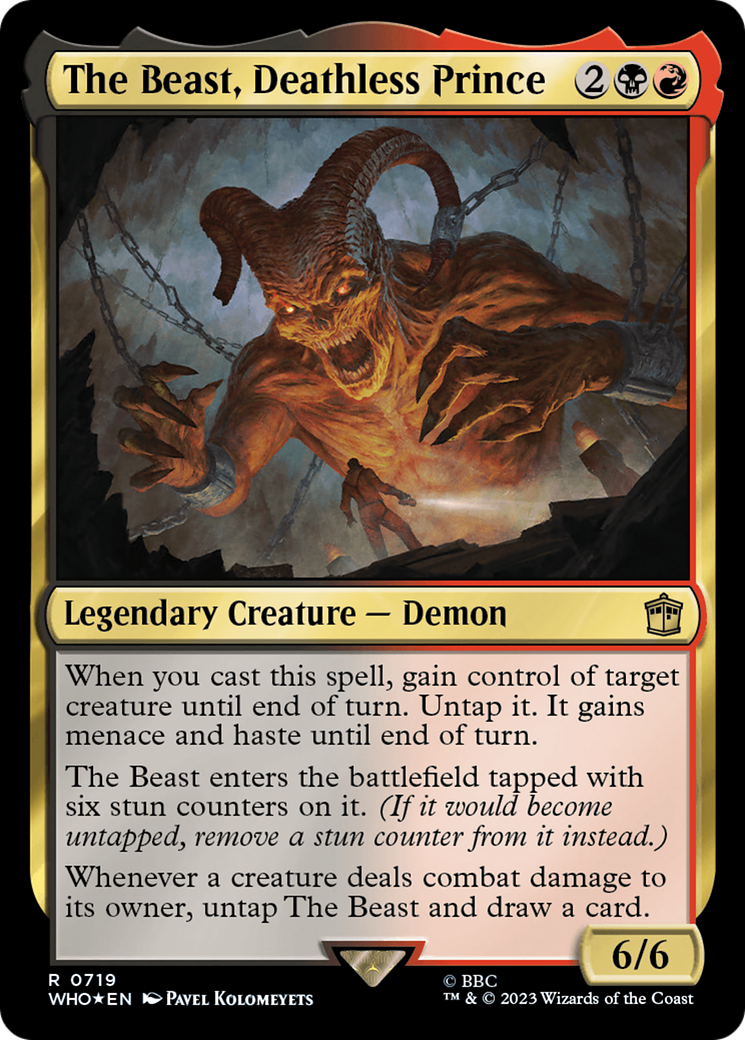 The Beast, Deathless Prince (Surge Foil) [Doctor Who] MTG Single Magic: The Gathering    | Red Claw Gaming