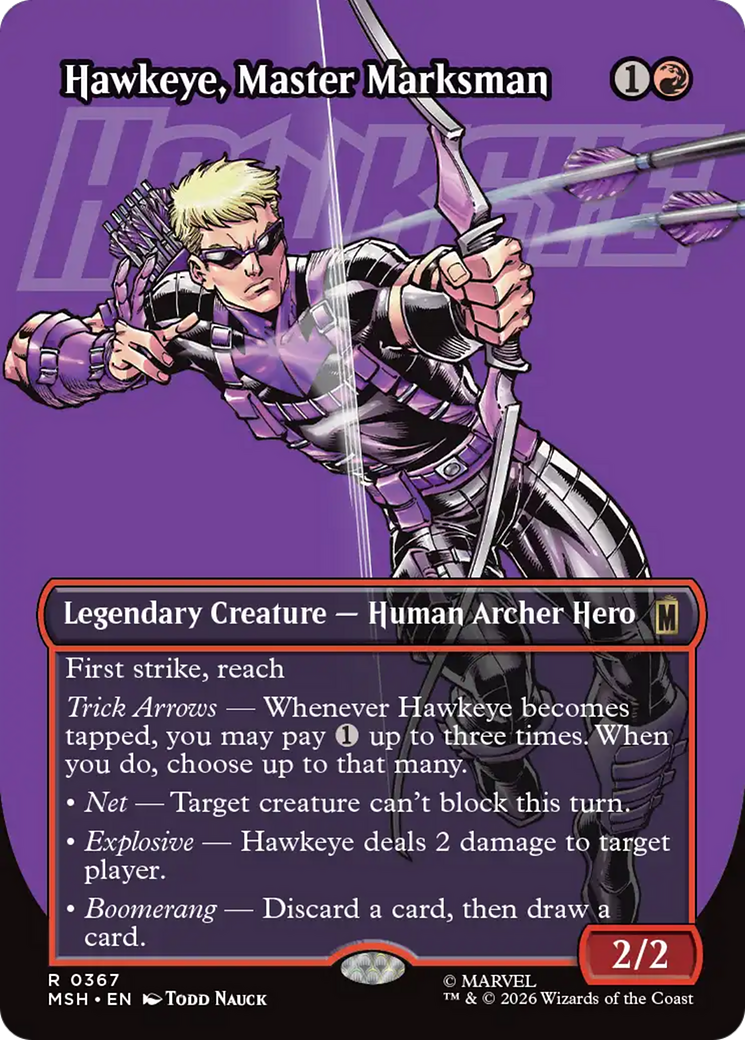Hawkeye, Master Marksman (Borderless) [Marvel Super Heroes] MTG Single Magic: The Gathering | Red Claw Gaming