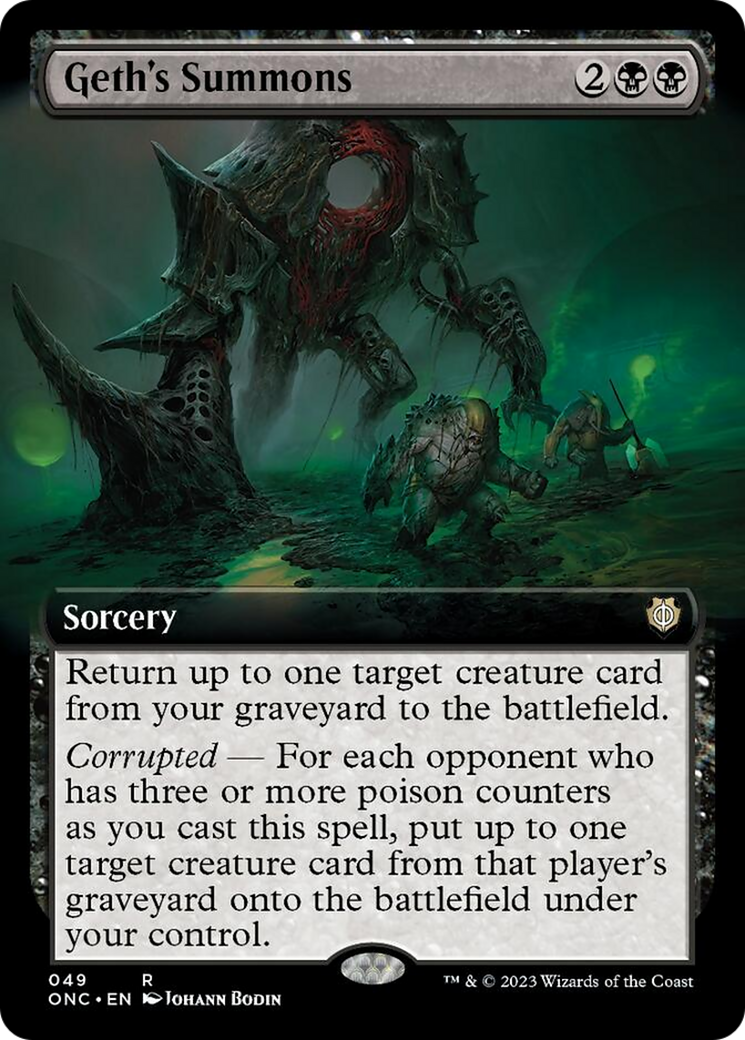 Geth's Summons (Extended Art) [Phyrexia: All Will Be One Commander] MTG Single Magic: The Gathering | Red Claw Gaming