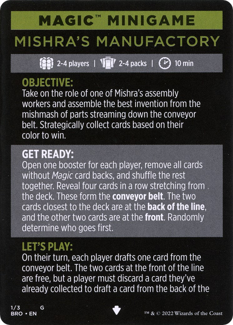 Mishra's Manufactory (Magic Minigame) [The Brothers' War Minigame] MTG Single Magic: The Gathering | Red Claw Gaming