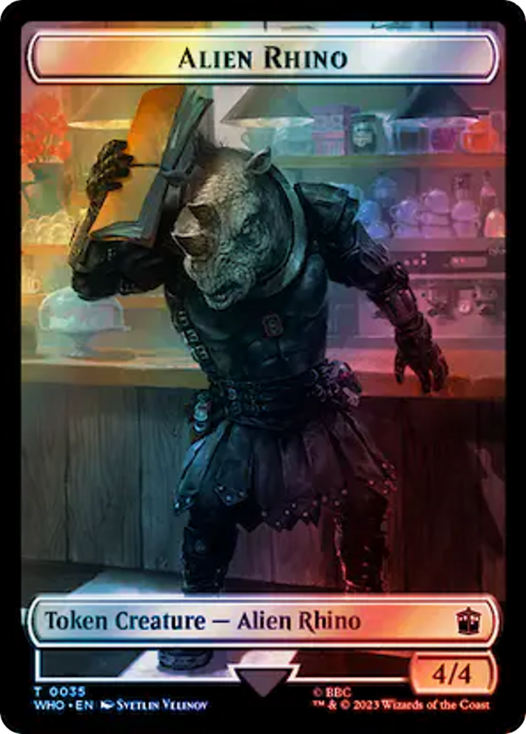 Alien Rhino // Treasure (0060) Double-Sided Token (Surge Foil) [Doctor Who Tokens] MTG Single Magic: The Gathering | Red Claw Gaming