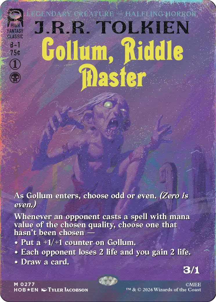Gollum, Riddle Master (Borderless) (Surge Foil) [The Hobbit] | Red Claw Gaming